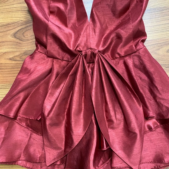 C/MEO Collective Red Methodical Playsuit ruffle halter festive Christmas event M - Picture 6 of 12